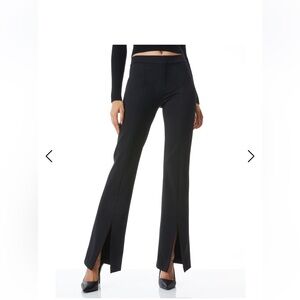 Alice + Olivia Walker Bootcut Black Pants with Front Slit Hem